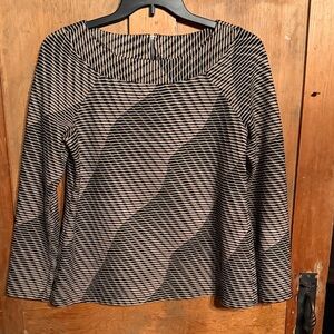 Dana Bachman Black and Tan Striped & Swirled Women's Top